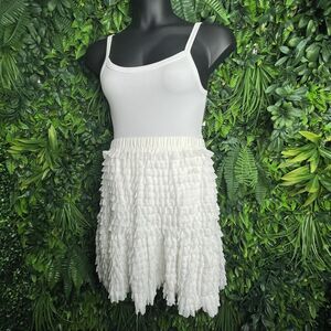 Women Skirt Small White Tiered‎ Layered Ruffle Accent A Line Casting 0244